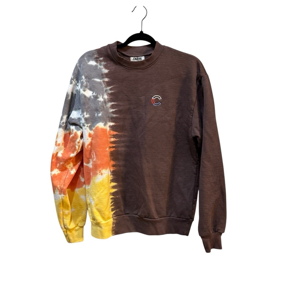 The Crate Tie Dye Crewneck Sweatshirt Brown Size Small Street wear Grunge